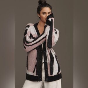 By Anthropologie Printed Eyelash Cardigan Sweater Abstract Size S